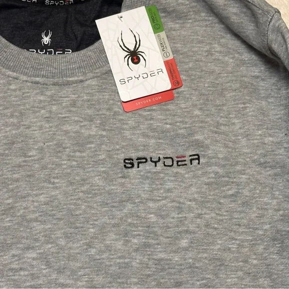 Spyder Men’s Light Grey Fleece Crew Neck Sweatshirt Size XLarge NWT - Picture 6 of 12